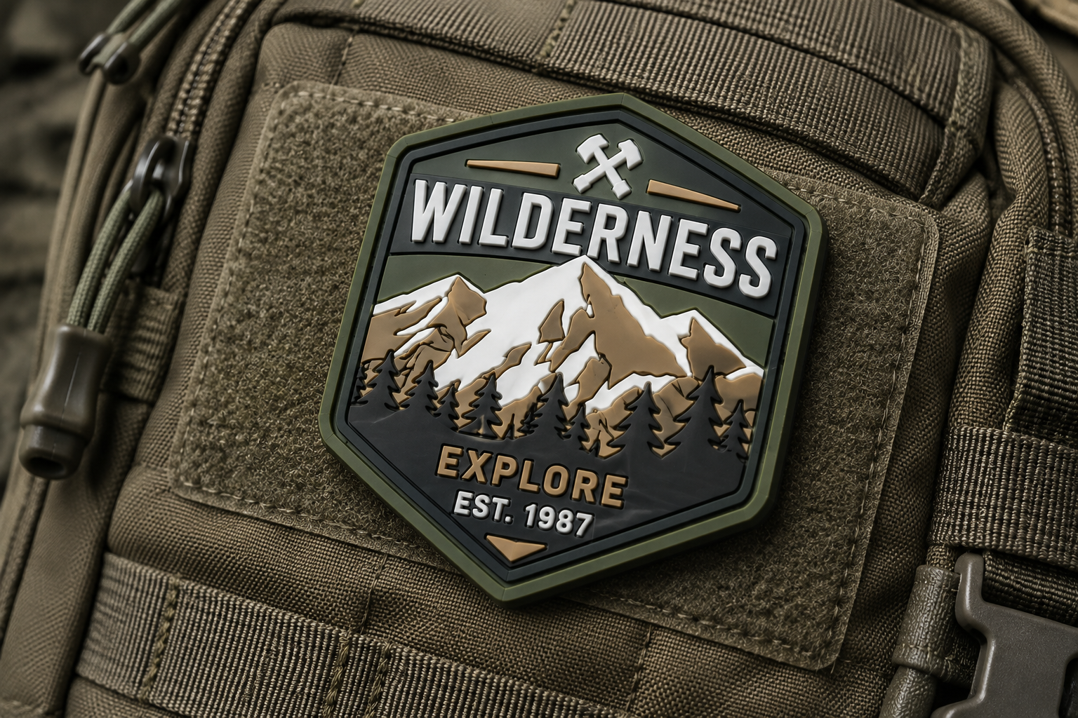 Waterproof 3D custom PVC morale patch on tactical cordura nylon pack