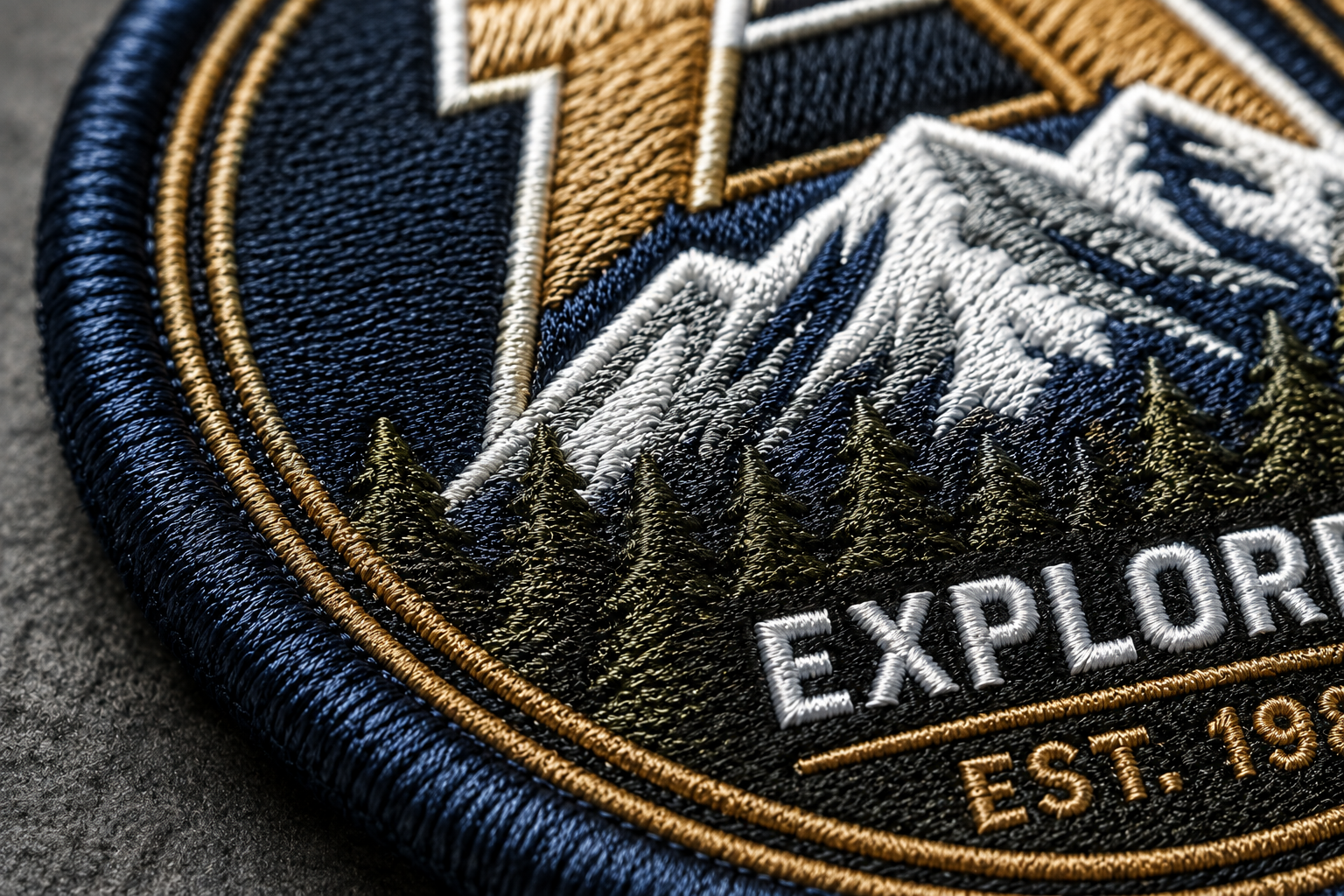 High-density thread detail on a custom embroidered uniform patch